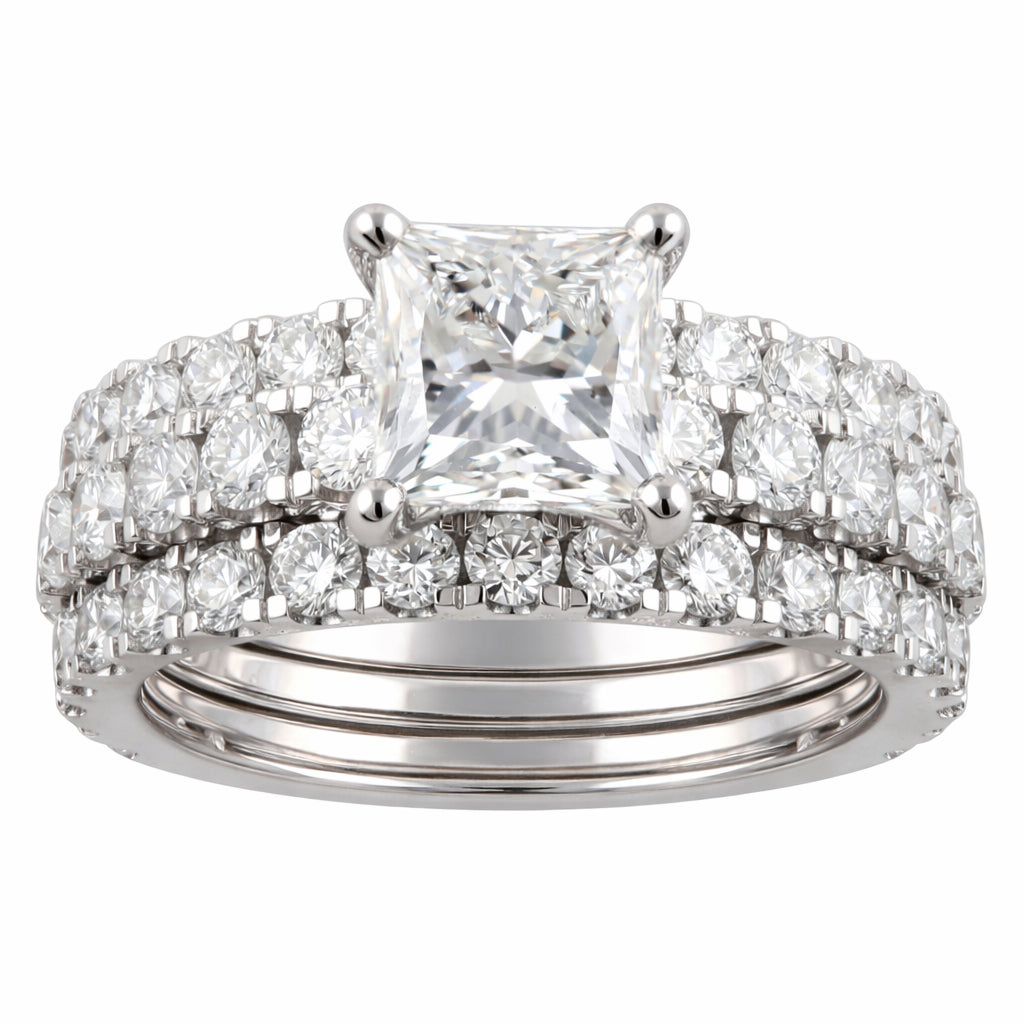5.00 CT Princess/Round Lab-Grown Diamond | Engagement Ring | 14K White Gold | F Color | VS Clarity