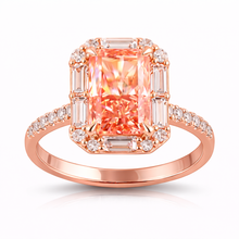 1.90 CT Pink Radiant/Round/Baguette Lab-Grown Diamond | Bridal Ring | 14K Two Tone Gold | G Color | VS Clarity