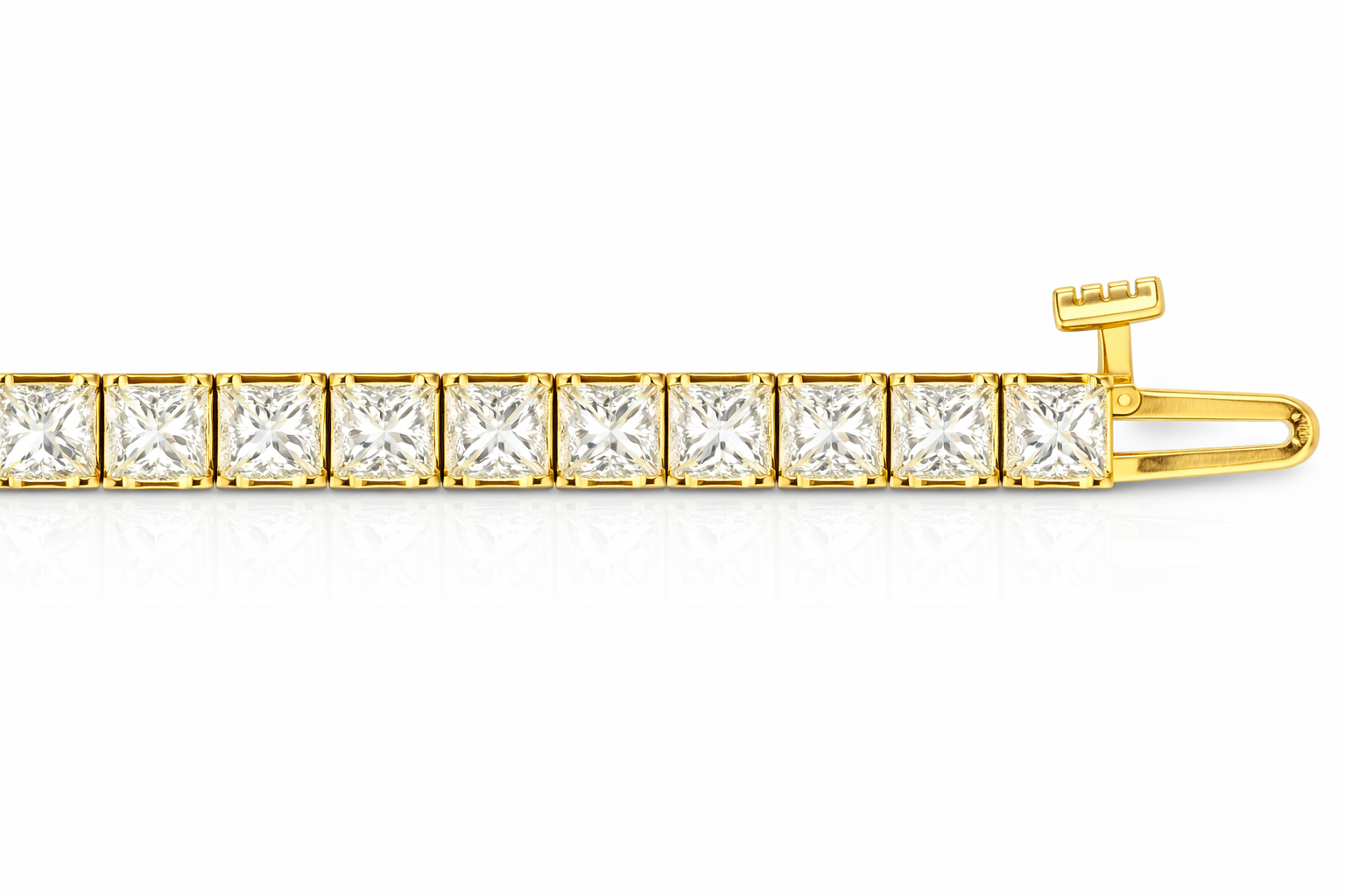 13.23 CT Round Lab-Grown Diamond | Tennis Bracelet | 14K Yellow Gold | F Color | VS Clarity