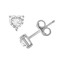 Womens | 0.10 CT Round Cut Lab Grown Diamond | Heart Shaped Stud Earrings | Sterling Silver | I-I1