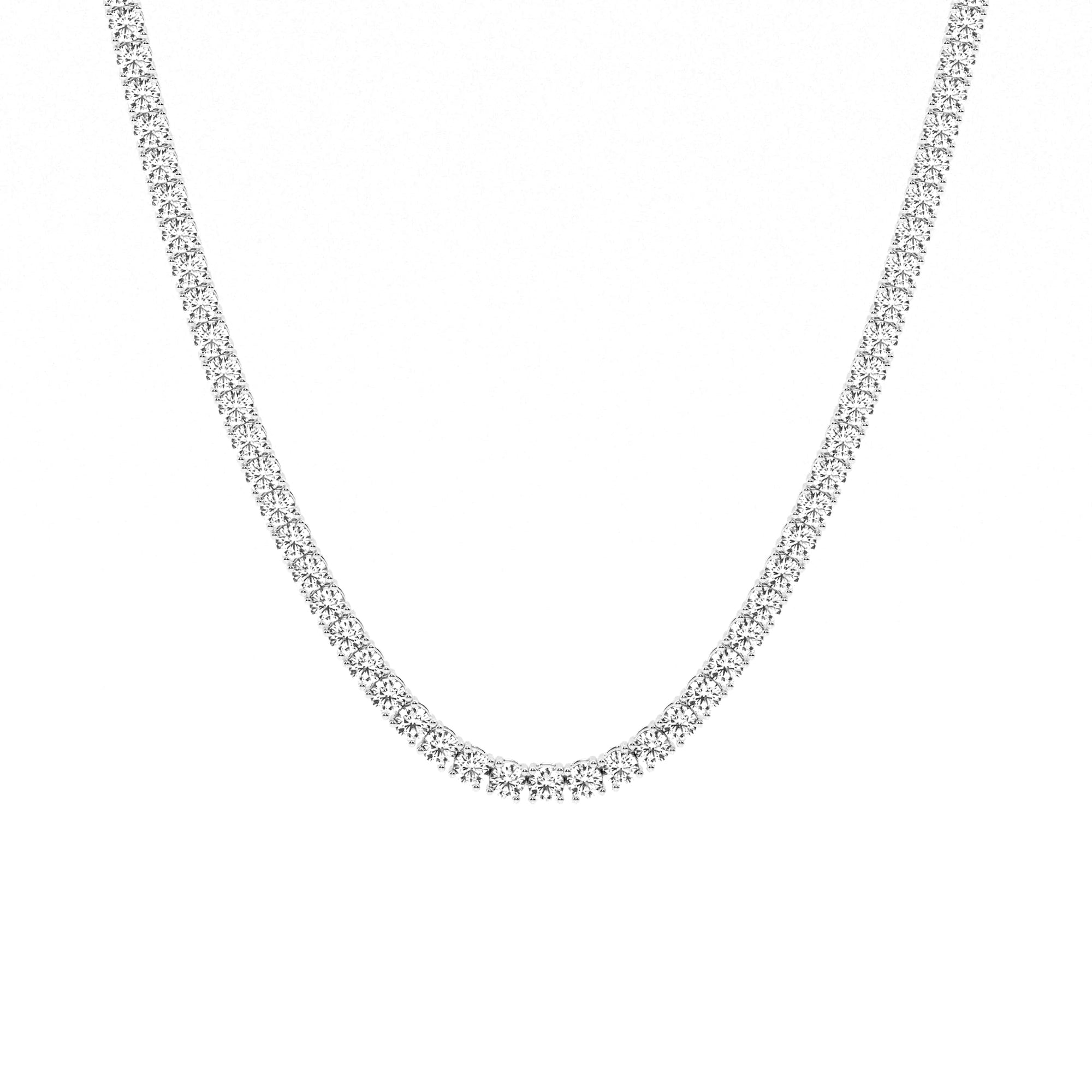 Womens | 10.00 CT Round Cut Lab Grown Diamond | Tennis Necklace | Sterling Silver | G-SI
