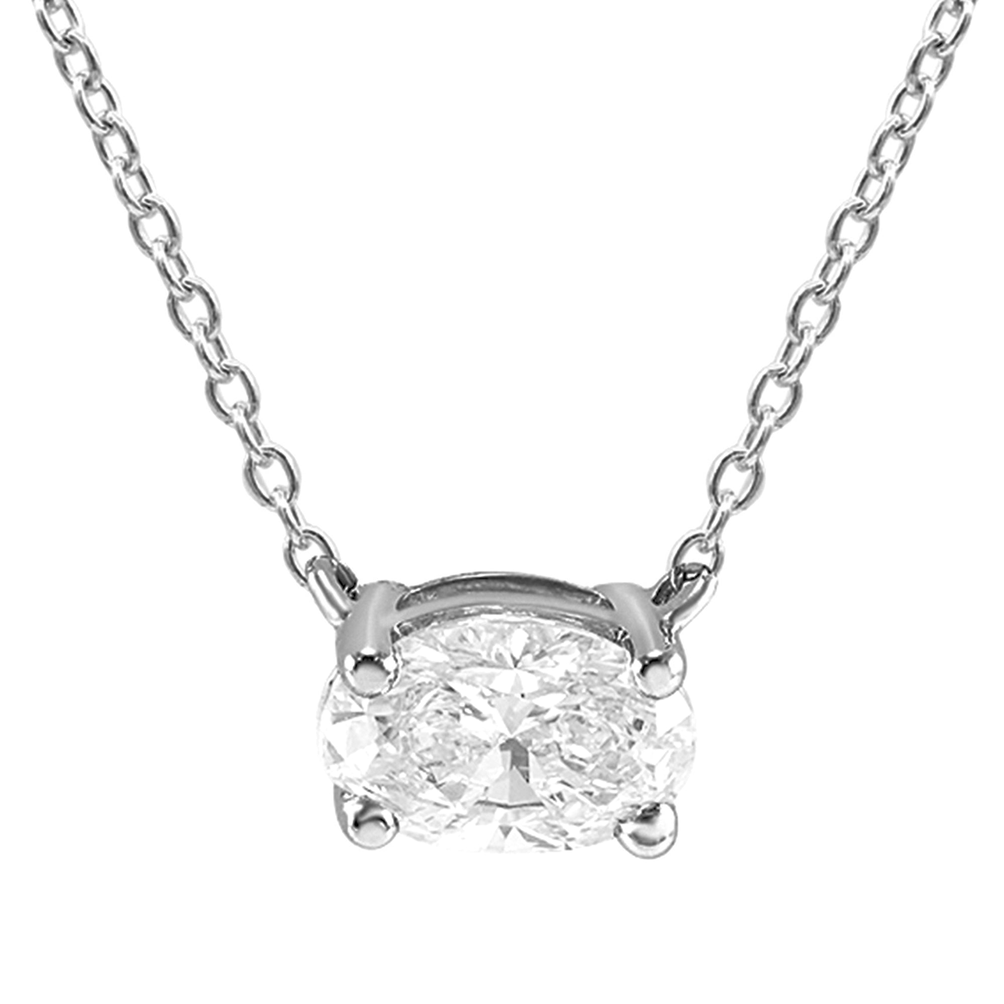 Womens | 0.45 CT Round Cut Lab Grown Accent Diamond | Solitaire Pendant Necklace | 14K White Gold | G-VS1