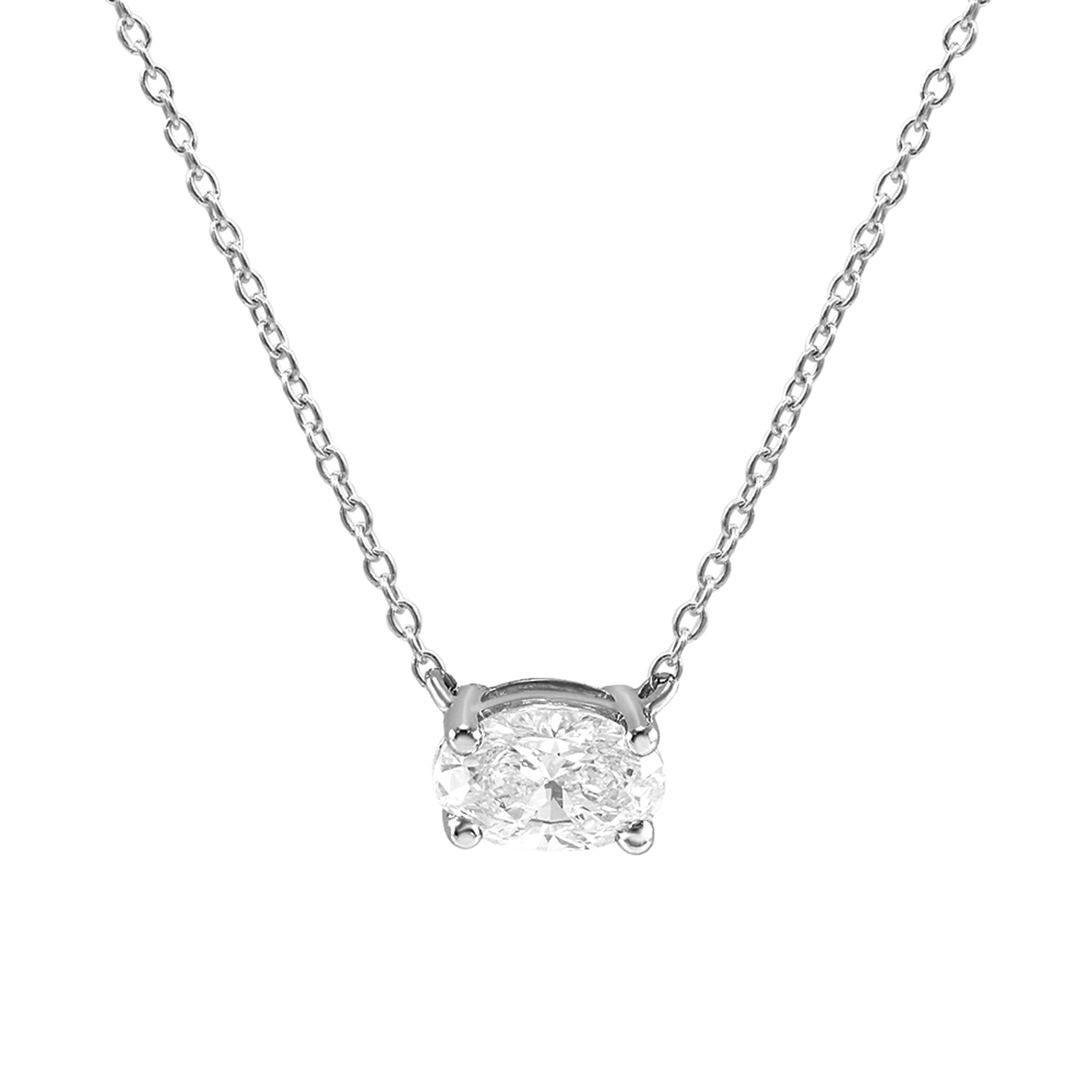 Womens | 0.45 CT Round Cut Lab Grown Accent Diamond | Solitaire Pendant Necklace | 14K White Gold | G-VS1