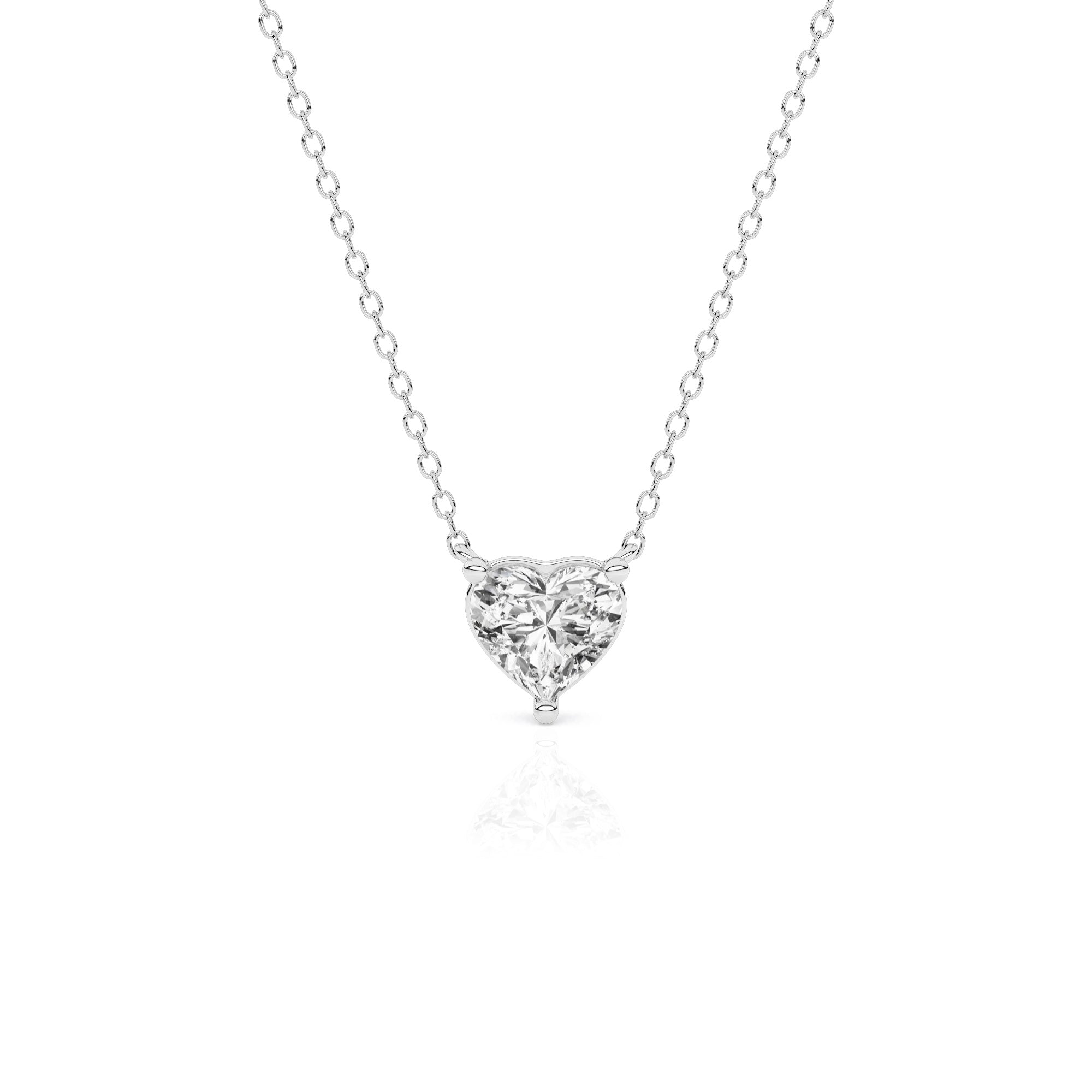 1.25 CT Heart Lab-Grown Diamond | Heart Pendant Necklace | 14K White Gold | G Color | VS-SI Clarity
