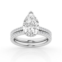 5.50 CT Pear/Round Lab-Grown Diamond | Bridal Set | 14K White Gold | F Color | VS Clarity