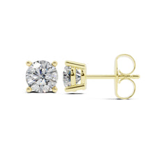 Womens | 1.50 CT Round Cut Lab Grown Diamond | Solitaire Stud | 14K Yellow Gold | G-SI