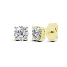 Womens | 1.50 CT Round Cut Lab Grown Diamond | Solitaire Stud | 14K Yellow Gold | G-SI