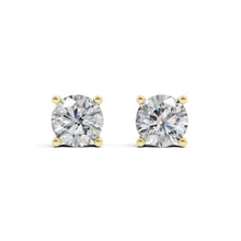 Womens | 1.50 CT Round Cut Lab Grown Diamond | Solitaire Stud | 14K Yellow Gold | G-SI