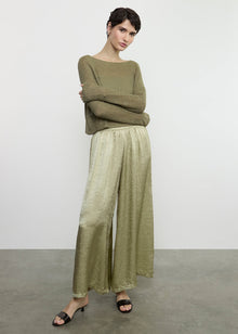 Textured Satin Palazzo Pant | Celadon