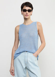 Linen Open Knit Tank | Sky