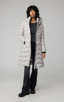 Lightweight Down Fit & Flare Coat | Stone