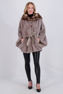 Mink Jacket With Stone Marten Hood Trim | Women | Stucco