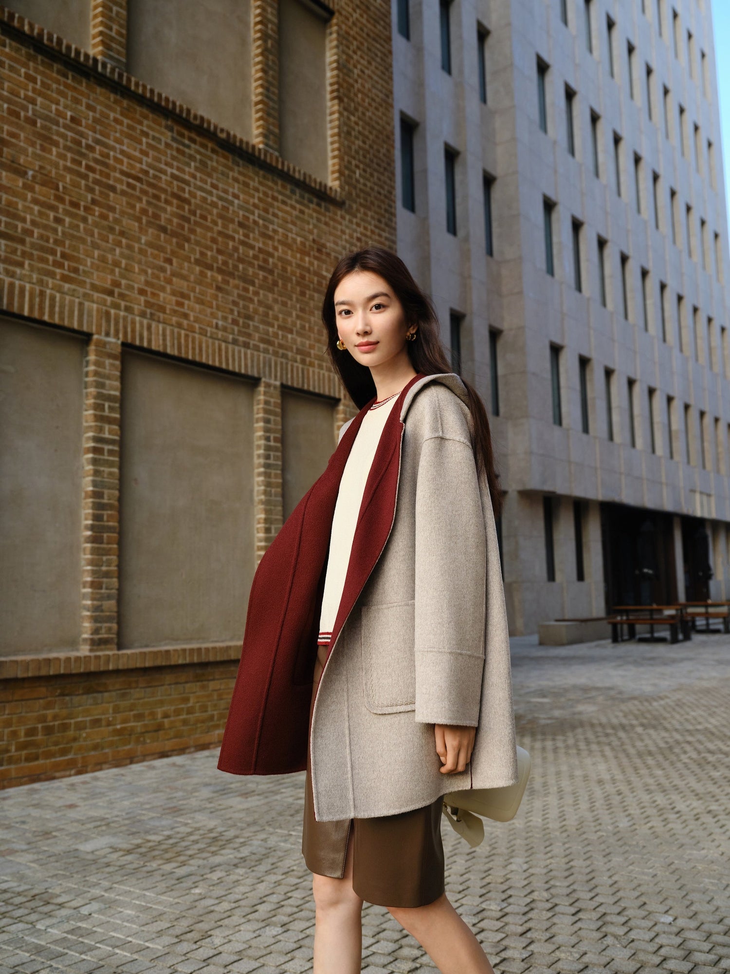 Wool Yak Wool Oversized Hooded Woolen Coat | Grey