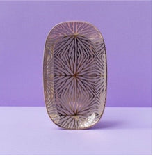 Talianna Lily Pad Catchall Tray | Lilac | Ceramic with 24K Gold Details