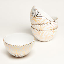 Talianna Lily Pad Bowls | White | Ceramic with 24K Gold Details | Set of 4