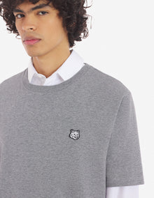 Mens | Bold Fox Head Patch Short-Sleeve Comfort Jersey Tee-Shirt | Medium Grey Melange