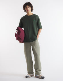 Mens | Bold Fox Head Patch Oversize Short-Sleeve Cotton Tee-Shirt | Ranger Green