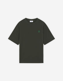 Mens | Bold Fox Head Patch Oversize Short-Sleeve Cotton Tee-Shirt | Ranger Green