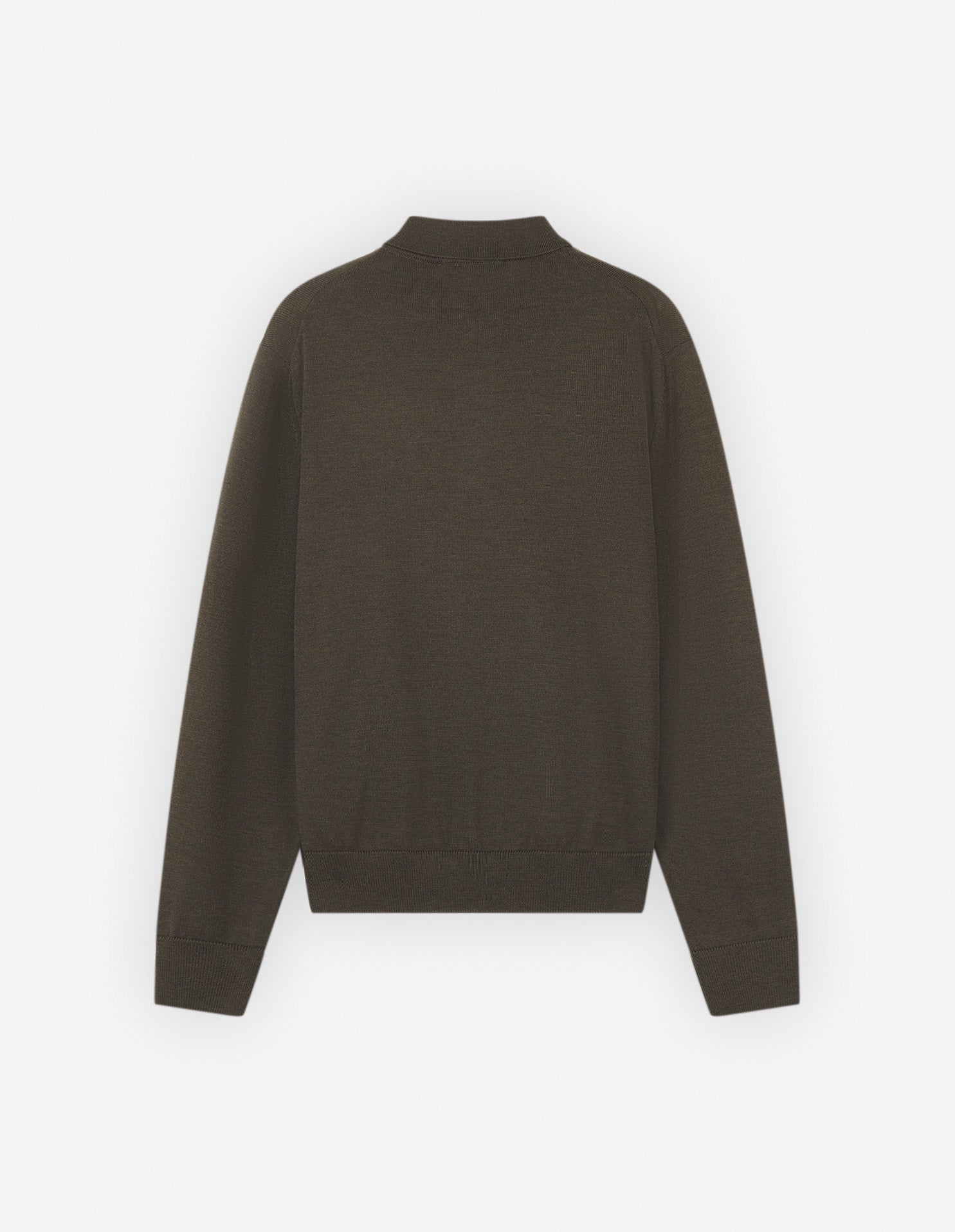 Mens | Bold Fox Head Patch Merino Wool Polo Jumper | Khaki