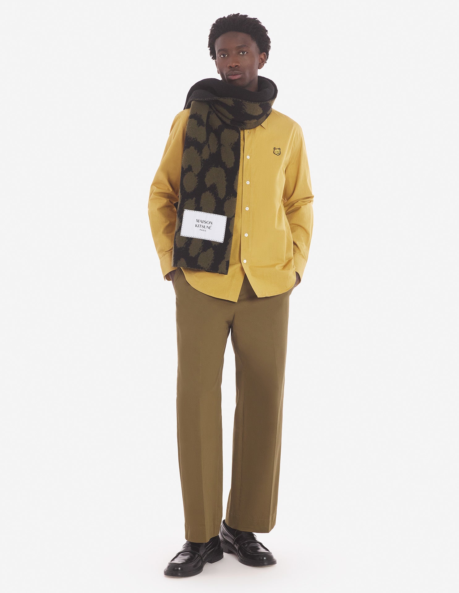 Mens | Bold Fox Head Patch Casual Cotton Popplin Shirt | Trench