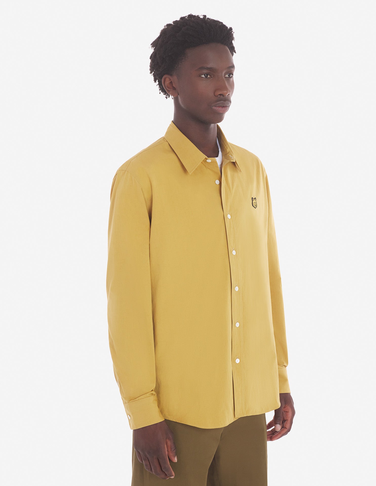 Mens | Bold Fox Head Patch Casual Cotton Popplin Shirt | Trench