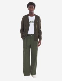 Mens | Bold Fox Head Patch Regular Cardigan | Khaki