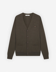Mens | Bold Fox Head Patch Regular Cardigan | Khaki