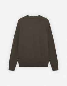 Mens | Bold Fox Head Patch Regular Cardigan | Khaki