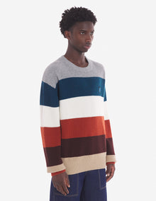 Mens | Bold Fox Head Patch Comfort Wool-Blend Ribbed Jumper | White Stripes