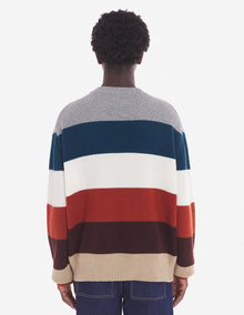Mens | Bold Fox Head Patch Comfort Wool-Blend Ribbed Jumper | White Stripes