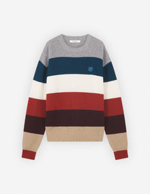 Mens | Bold Fox Head Patch Comfort Wool-Blend Ribbed Jumper | White Stripes
