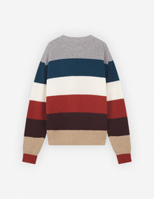 Mens | Bold Fox Head Patch Comfort Wool-Blend Ribbed Jumper | White Stripes