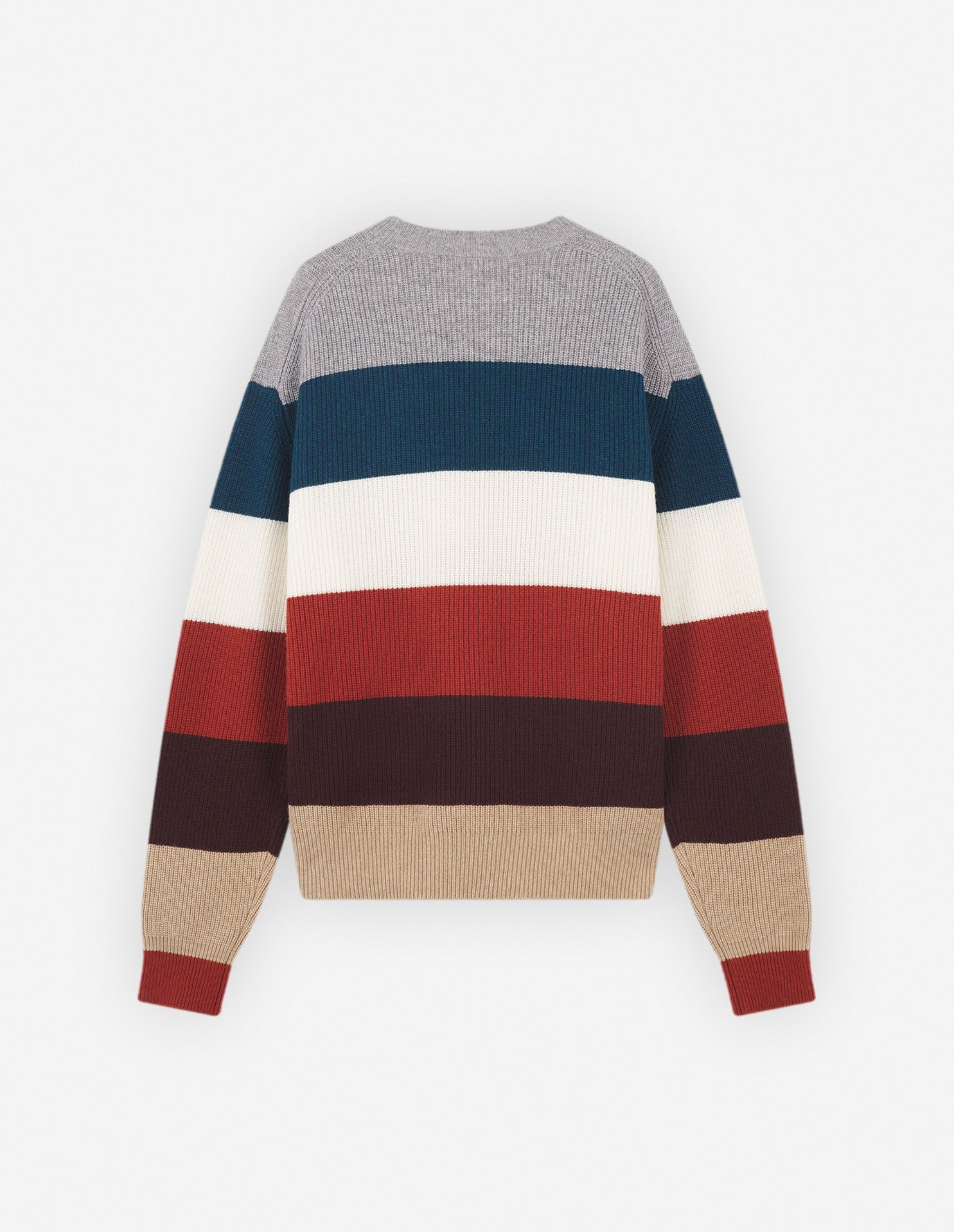Mens | Bold Fox Head Patch Comfort Wool-Blend Ribbed Jumper | White Stripes