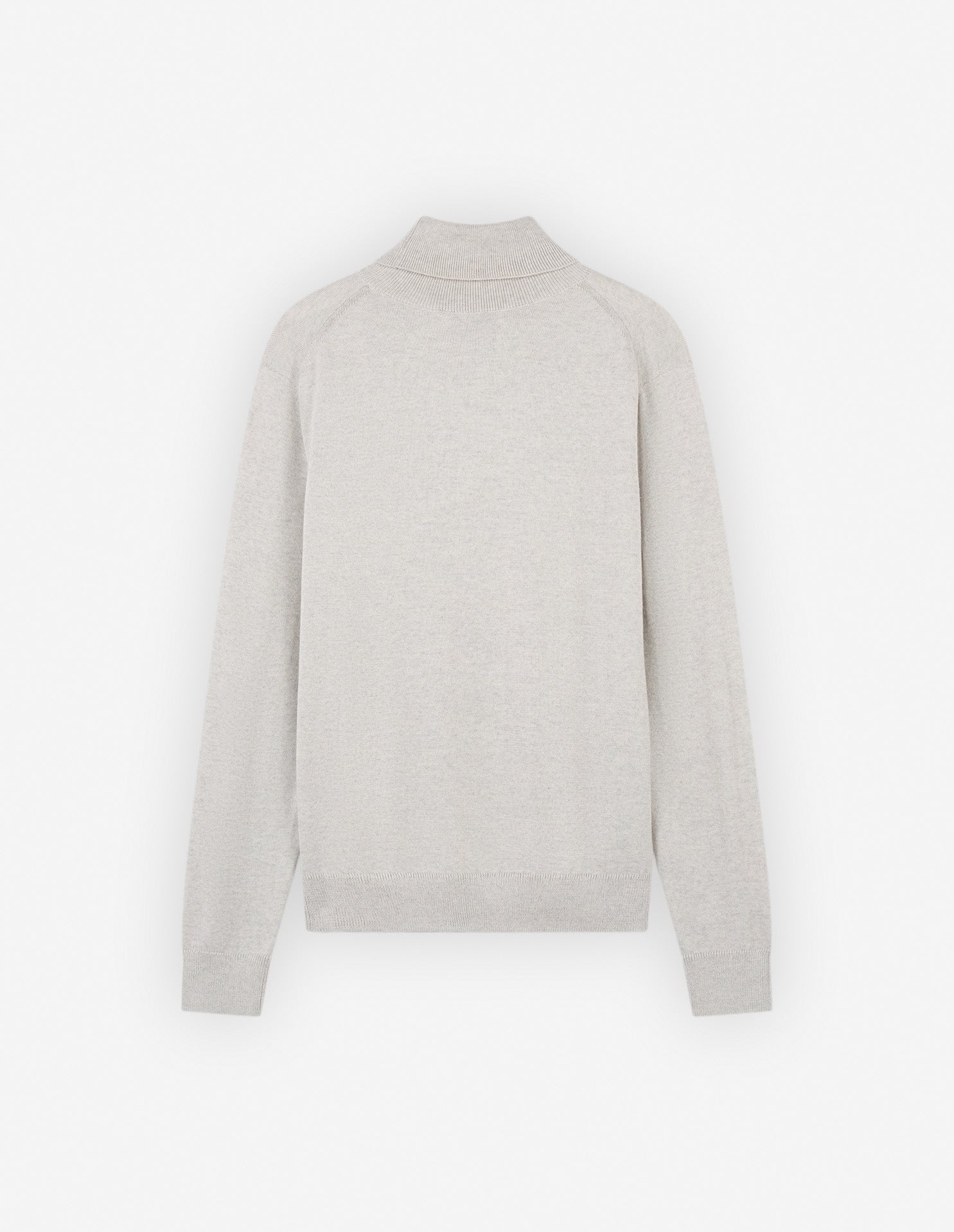 Mens | Bold Fox Head Patch Regular Turtleneck Wool Pullover | Light Grey Melange