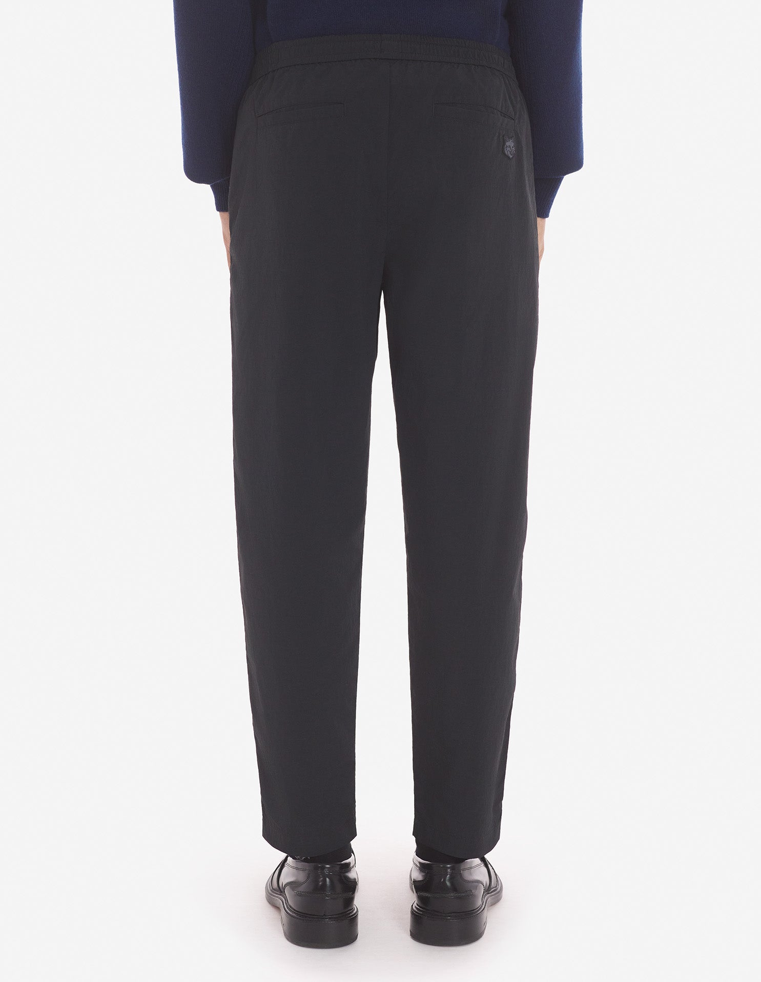 Mens | Bold Fox Patch Crispy Nylon Straight-Cut City Pants | Black