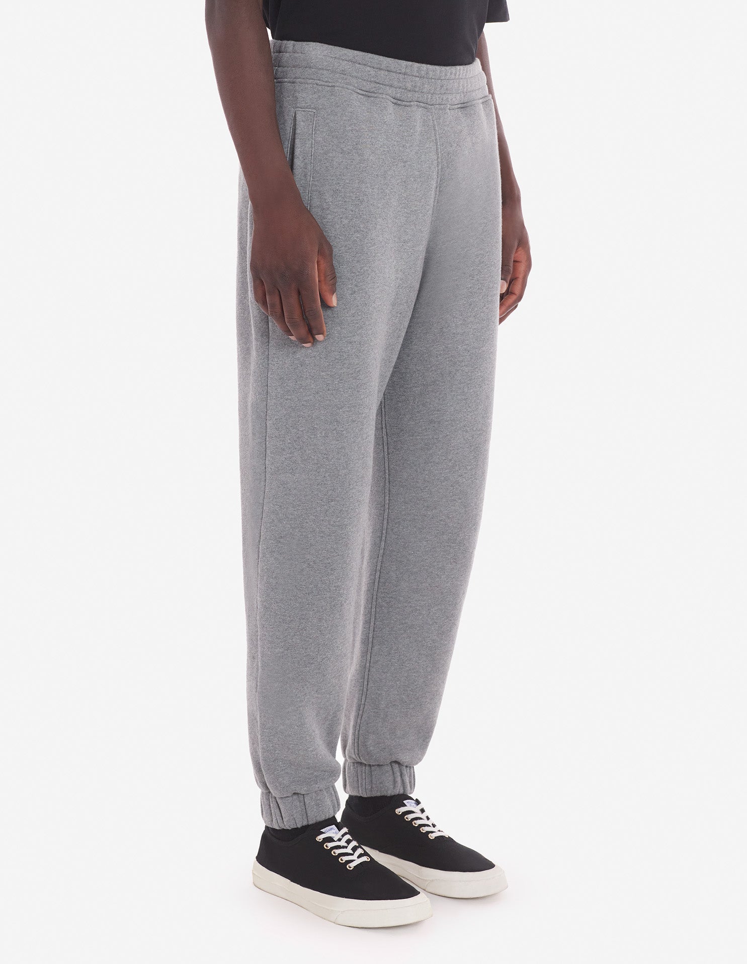 Mens | Bold Fox Head Patch Comfort Jog Cotton Pants | Medium Grey Melange
