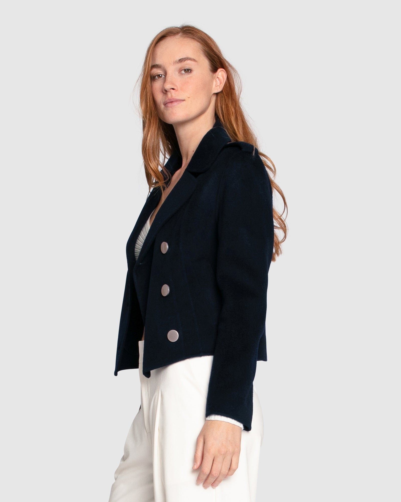 Women | Love Me Now Wool Blend Military Style Coat | Navy