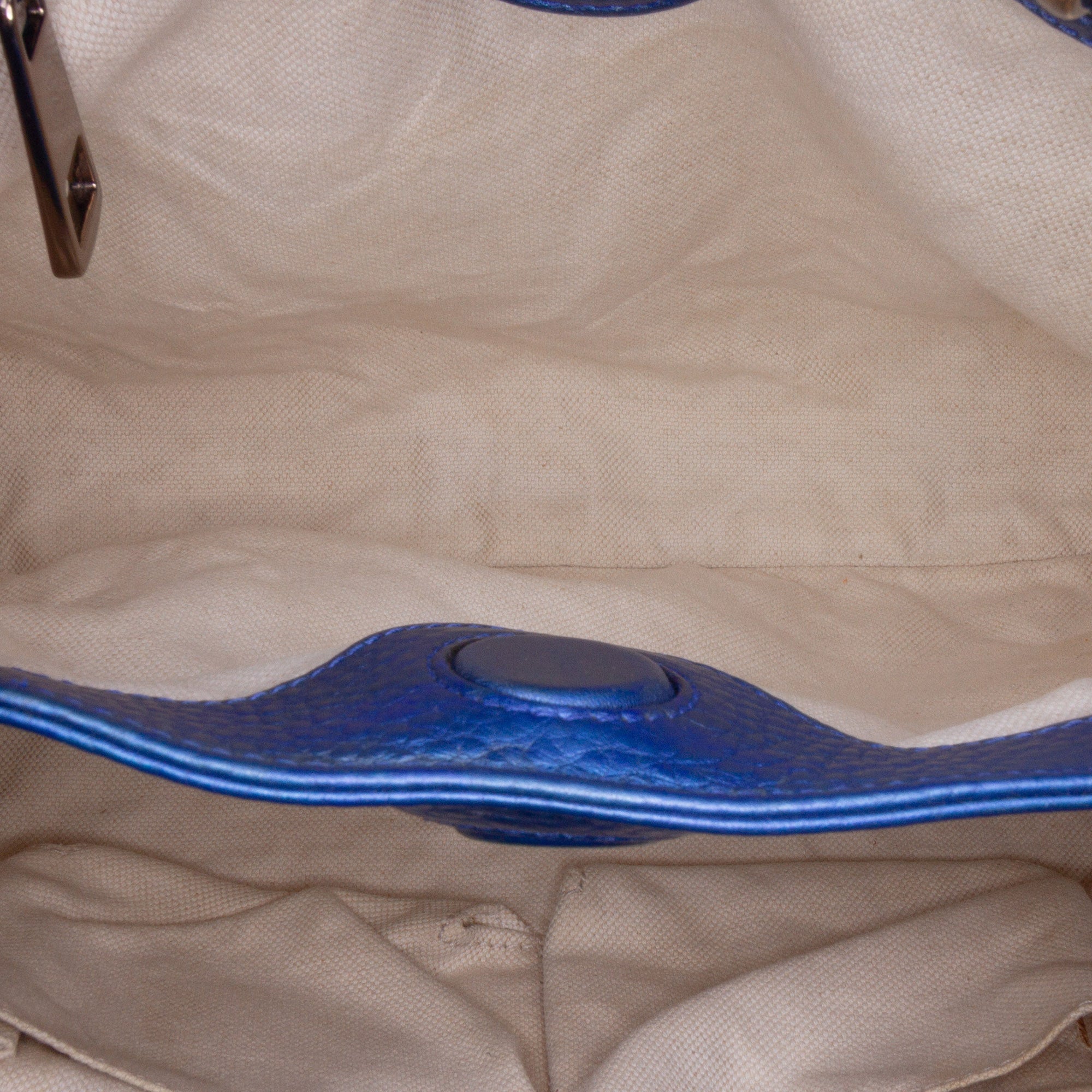 Gucci | Pre-Owned Small Metallic Calfskin Bamboo Shopper Satchel | Blue