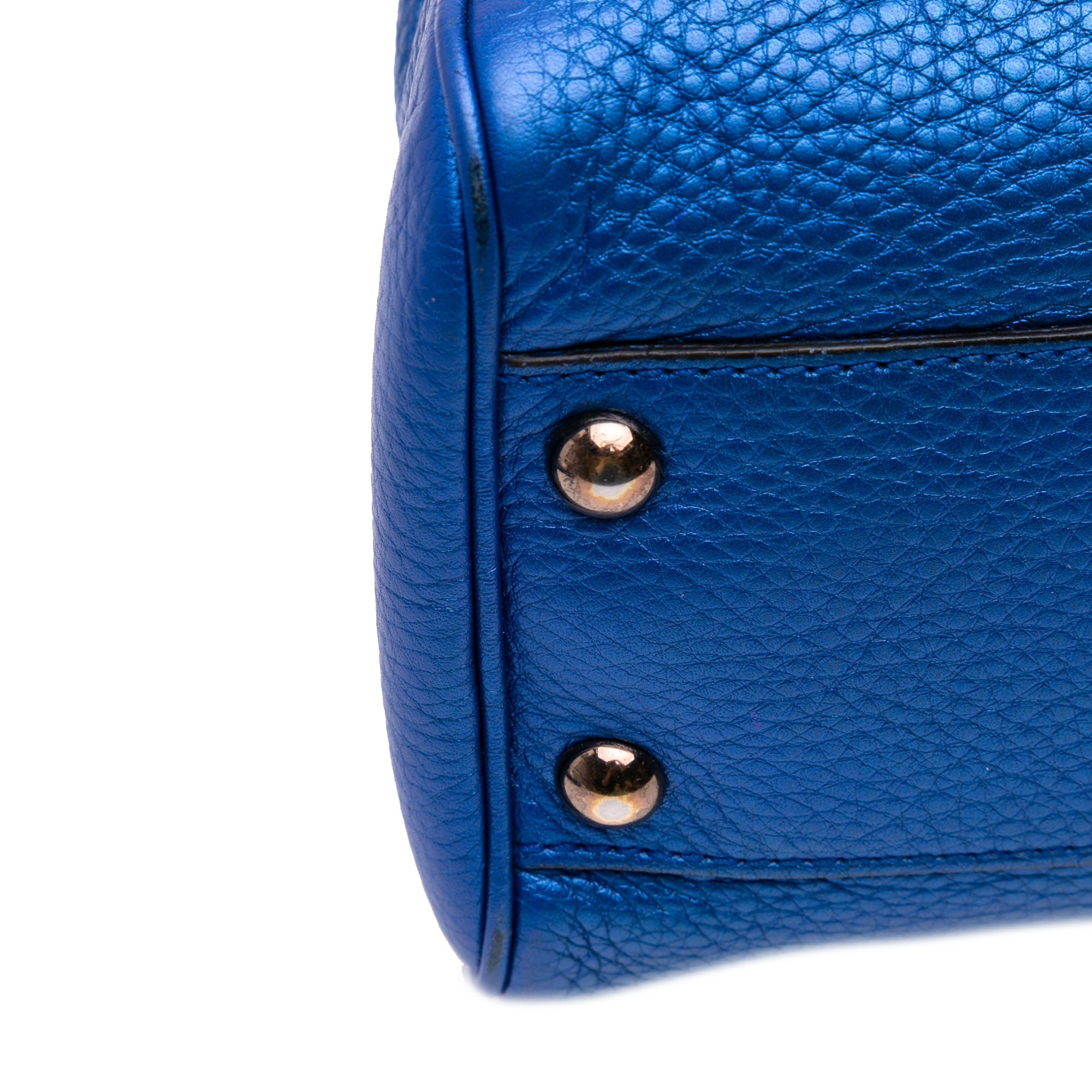 Gucci | Pre-Owned Small Metallic Calfskin Bamboo Shopper Satchel | Blue