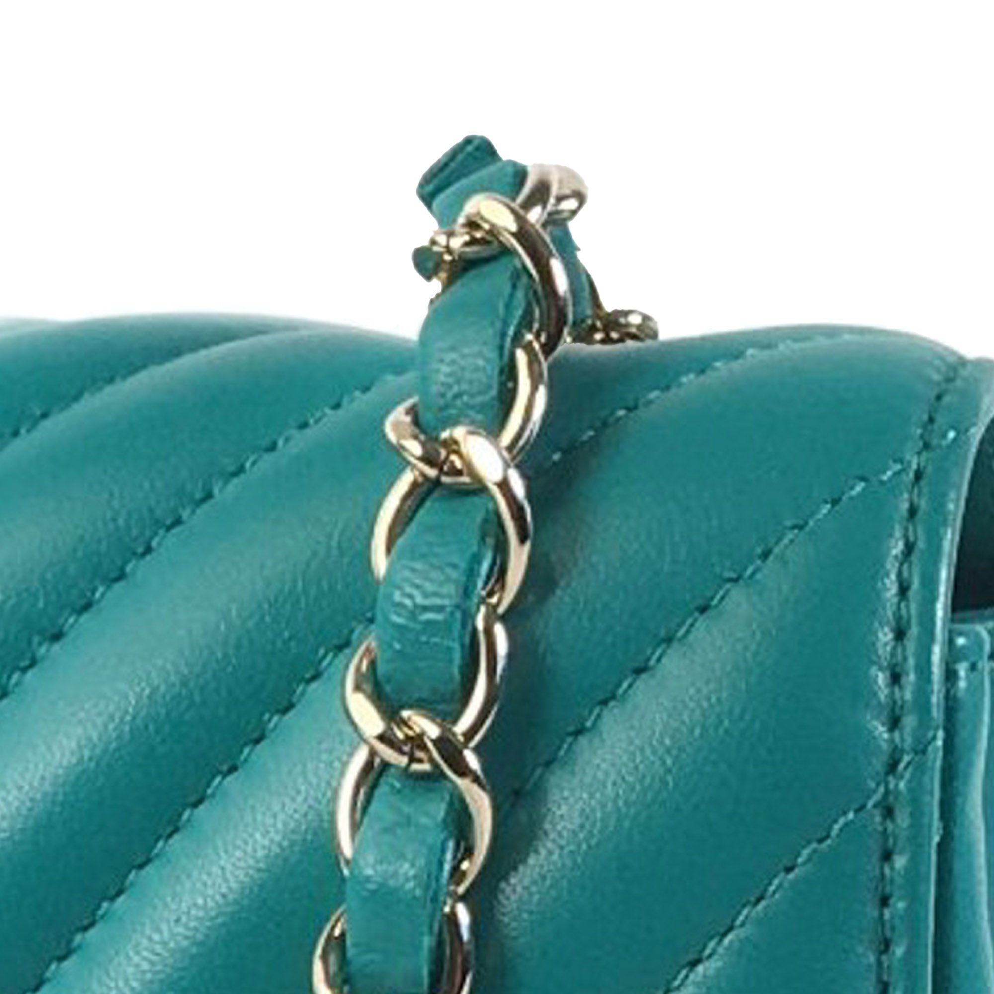 Chanel | Pre-Owned Mini Rectangular Chevron Lambskin Single Flap | Green