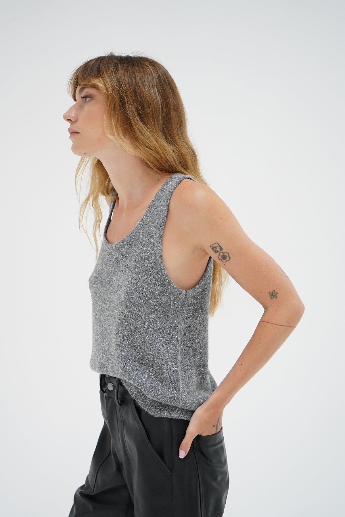 Women | Audra Sparkle Sweater Tank | Gray