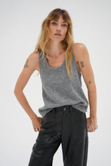 LNA Clothing Audra sparkle sweater tank in grey