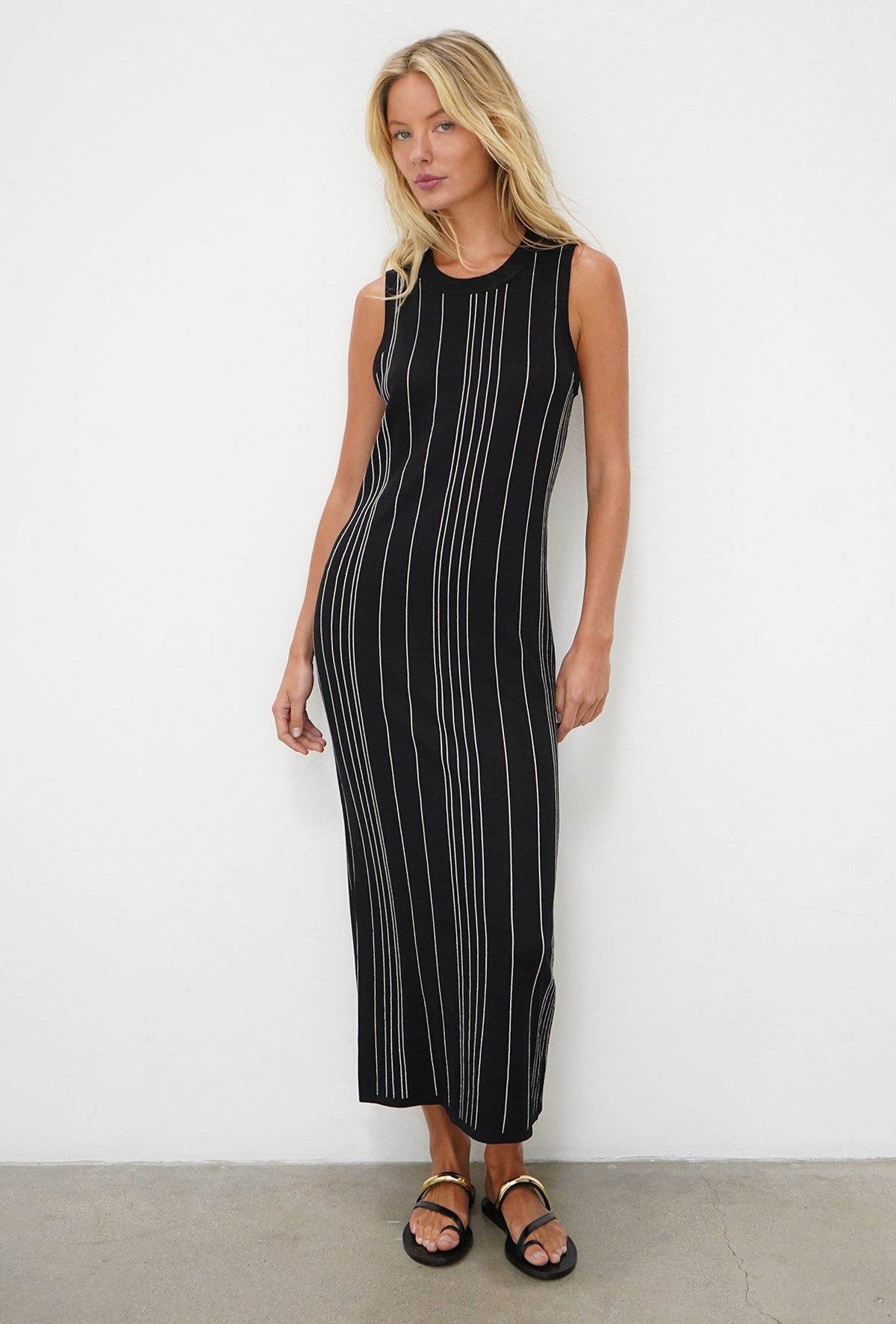 Women | Keily Tank Dress | Black x Ivory Stripe