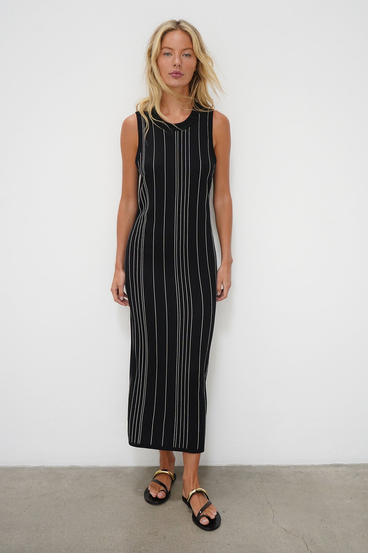 Women | Keily Tank Dress | Black x Ivory Stripe