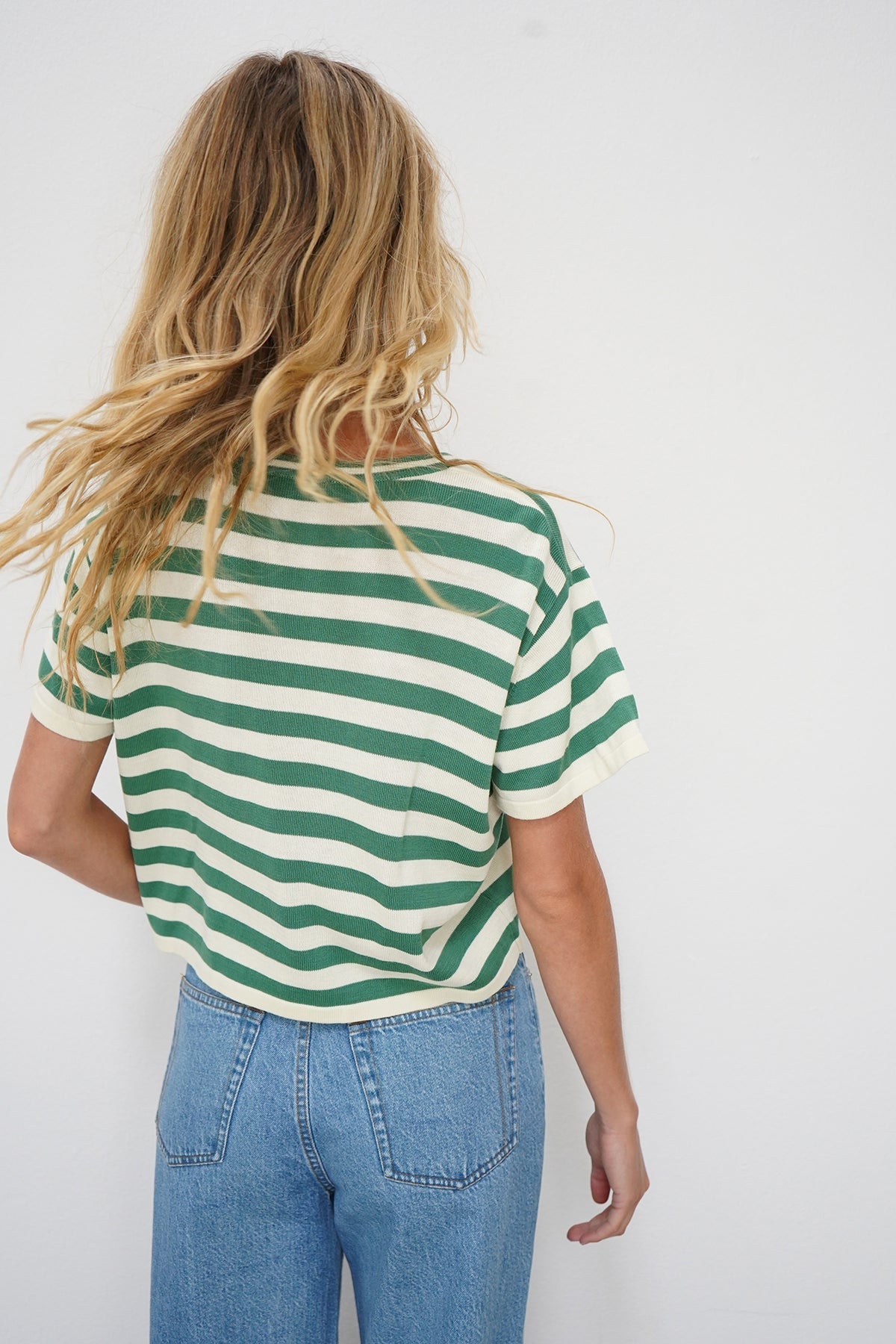 Women | Kori Stripe Short Sleeve | Green Stripe