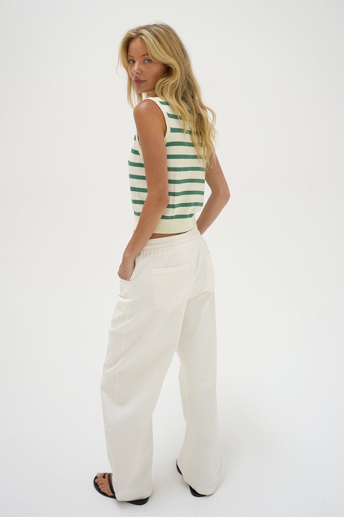 Women | Marleigh Stripe Tank | Narrow Green Stripe