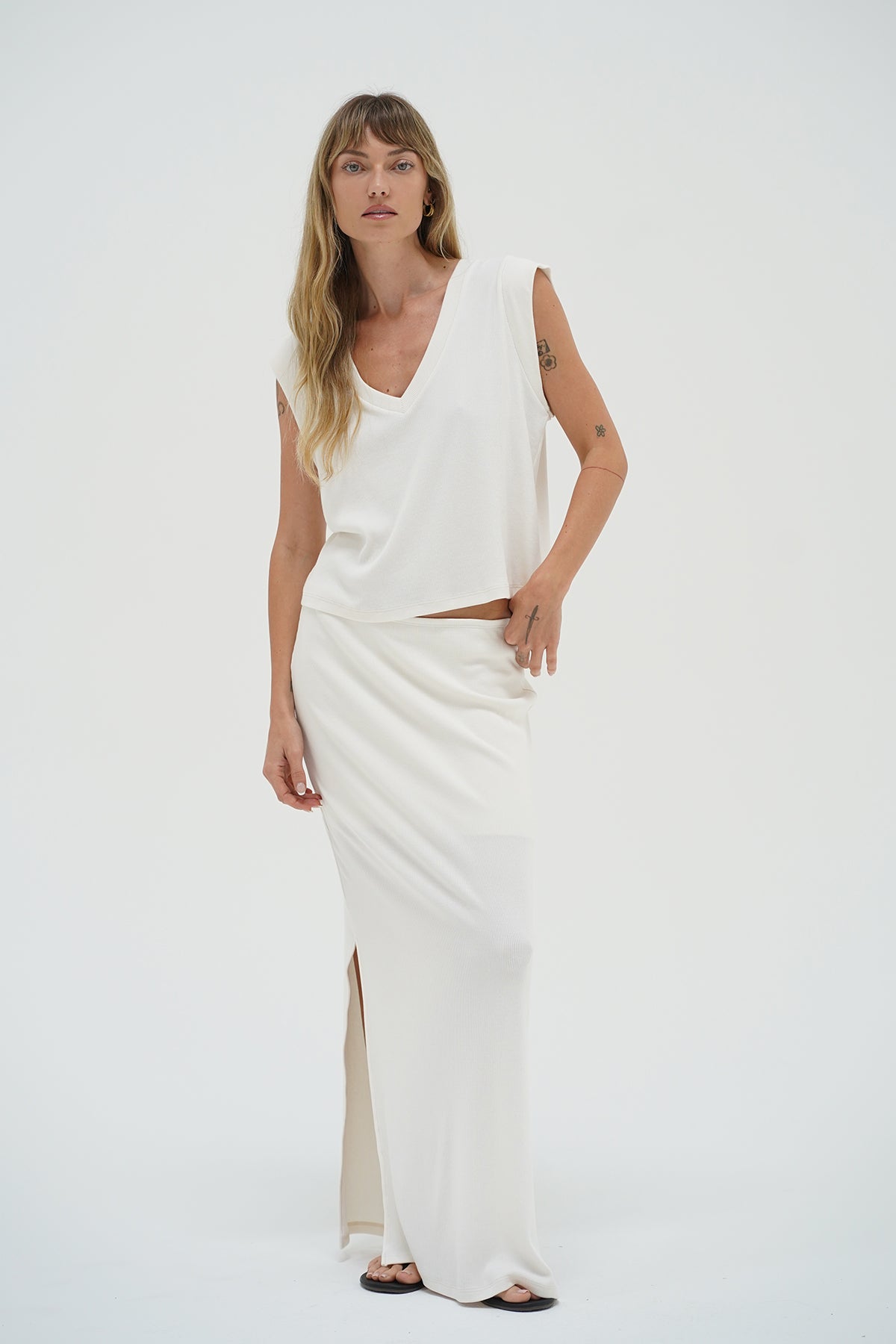 Women | Steph Ribbed Skirt | Whisper White
