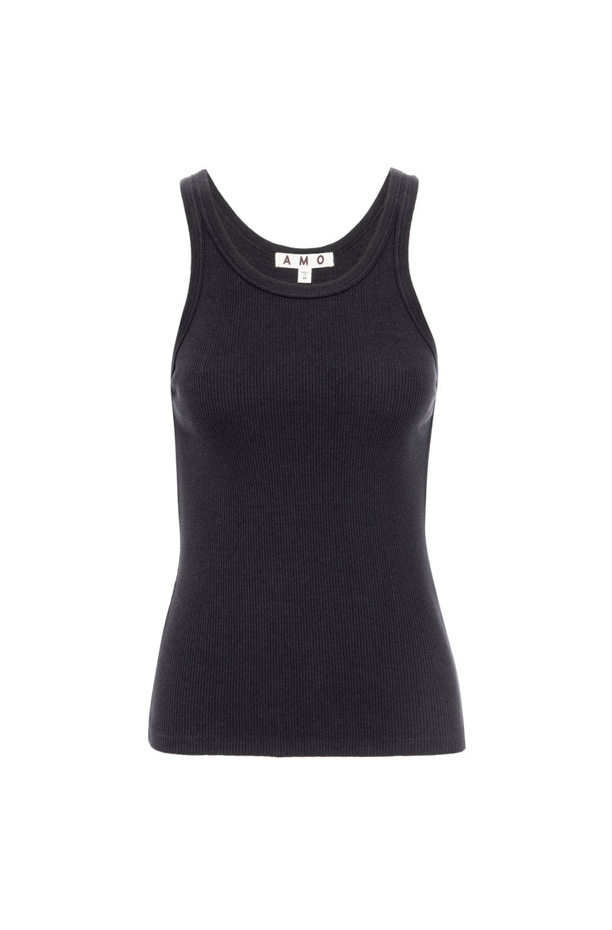 AMO Long Rib Tank in Vintage Black