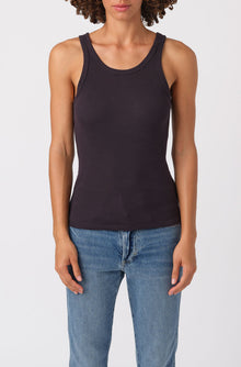 AMO Long Rib Tank in Vintage Black