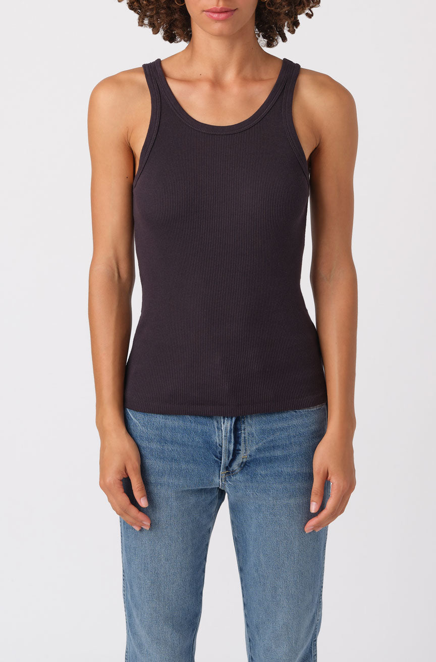 AMO Long Rib Tank in Vintage Black